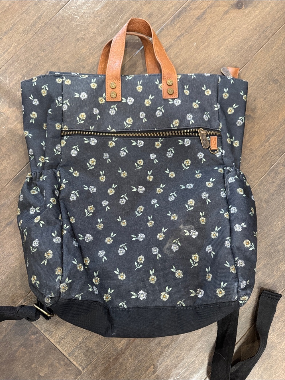 Thirty-one Floral Canvas Tote with Brown Faux-Leather Handles